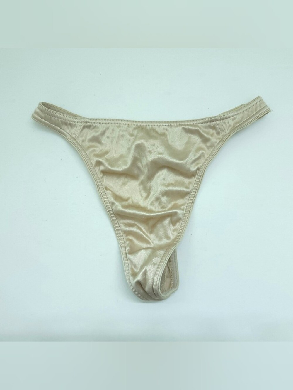 WEAR SNAGS - Vintage Victoria's Secret Satin Thong Beige Second Skin Medium 2001